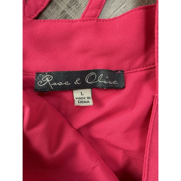 Rose + Olive Womens V Neck Sleeveless Sun Dress Pink Sundress Size Medium ML - Picture 5 of 7